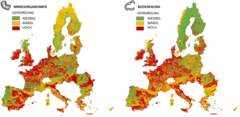 Abbildung 2: Karte der Gefahren für Mikroorganismen und Tiere im Boden in 27 Ländern der Europäischen Union, basierend auf einer Datensammlung aus 2016.