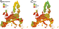 Figura 2: Mapes del risc per als microorganismes i la fauna del sòl a 27 països de la Unió Europea, basats en les dades recollides el 2016.