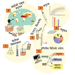 चित्र १ – माटोमा रहेका मिथेनोट्रफहरूको अध्ययन अनुसन्धान गर्न प्रयोग गरिएका विधिहरूः (१) हामीले ??